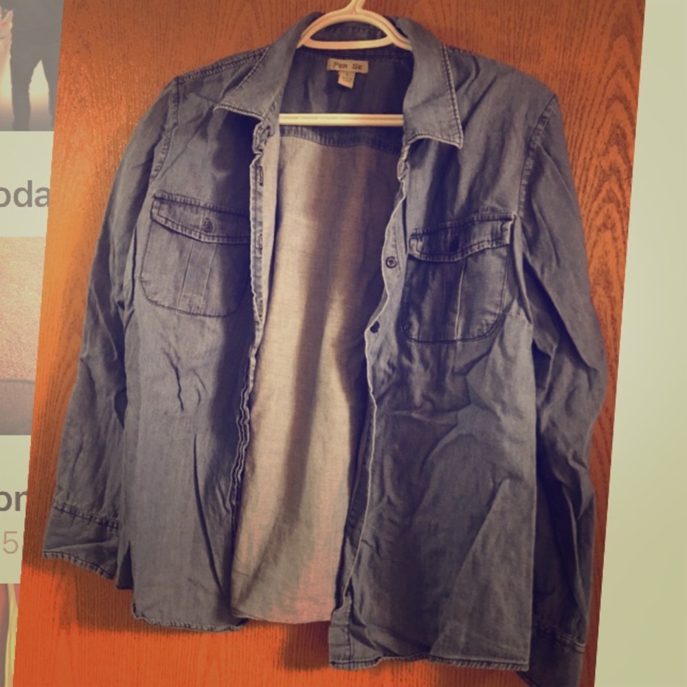 Per Se Denim Blouse L
